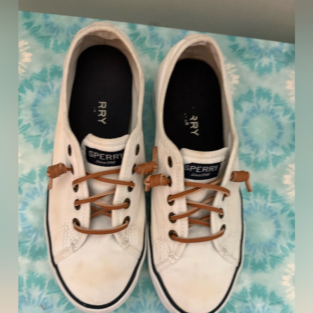 SPERRY TOPSIDER BOAT SHOES , WHITE, size 7